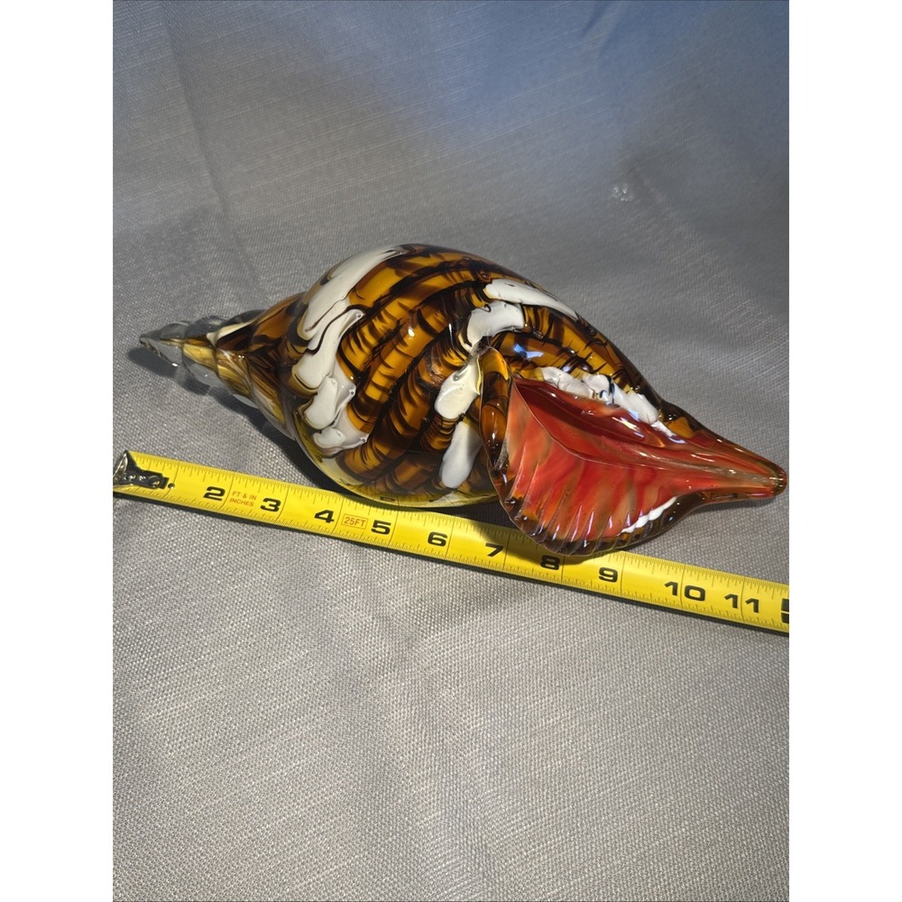 Conch Seashell Sea Shell Murano Style 10''  Speckled Paperweight Figurine Glass‎